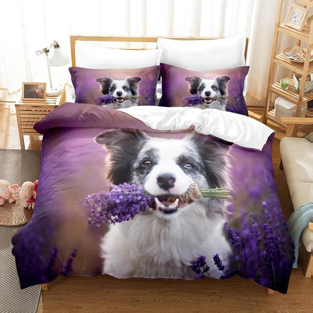 Binchi Fitness Bettbezug-Set mit Schmetterlings-Motiv in Lila, Material Polyester, B/H: 135 x 200 cm - Bild 1