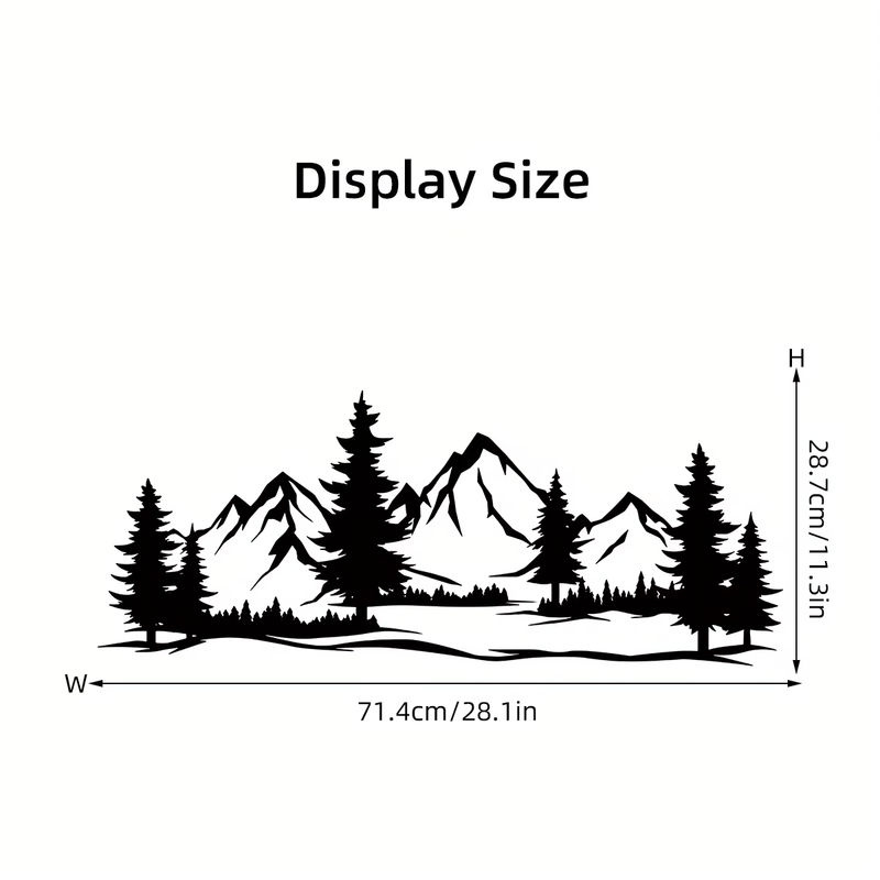 BRUP Wandaufkleber Black Mountain Forest Silhouette in Schwarz für Schlafzimmer und Wohnzimmer als minimalistische Wanddekoration - Bild 5
