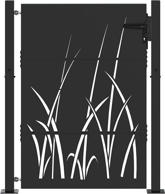 vidaXL Gartentor aus pulverbeschichtetem Stahl in Schwarz, Höhe: 150 cm, Breite: 105 cm - Bild 1