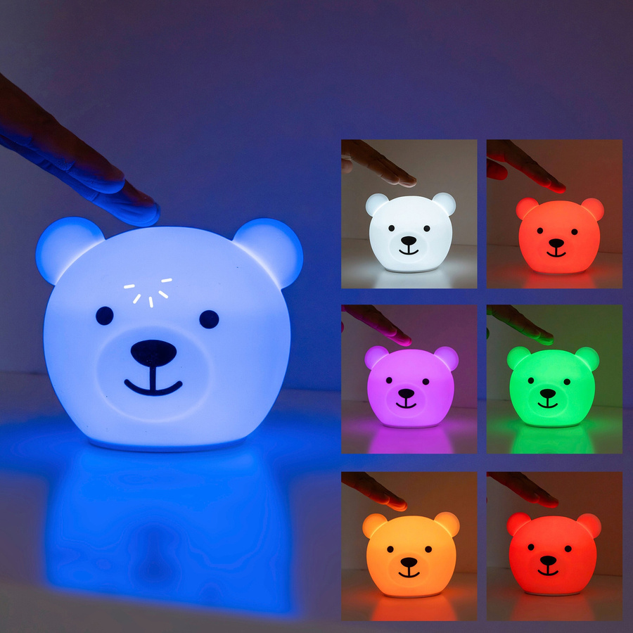 Zazu Nachtlicht Bär aus Silikon mit RGB-Farben, Touch-Funktion und Timer, Weiß - Bild 2