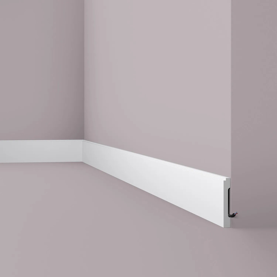 NMC FD1 WALLSTYL Sockelleiste Zierleiste Stuckleiste in Weiß, H x B x T: 10 x 1,5 x 200 cm - Bild 1