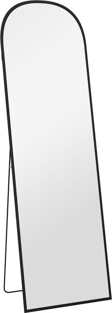 HOMCOM Ganzkörperspiegel Standspiegel mit Aluminiumlegierungsrahmen in Schwarz, Höhe: 161,5 cm, Breite: 50 cm - Bild 1
