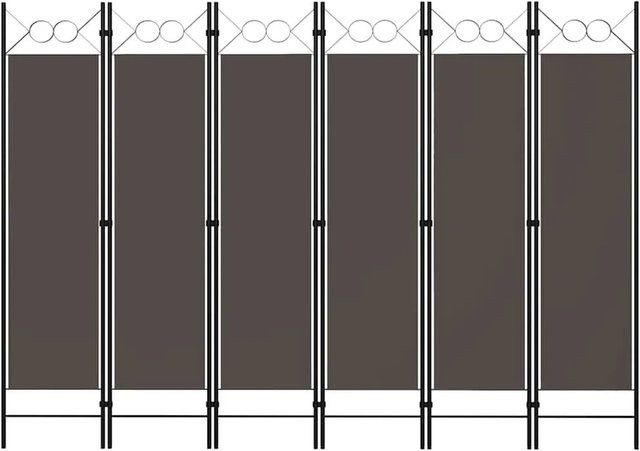 vidaXL 6-teiliger Raumteiler Anthrazit mit Kreisdesign B/H: 240 x 180 cm - Bild 1
