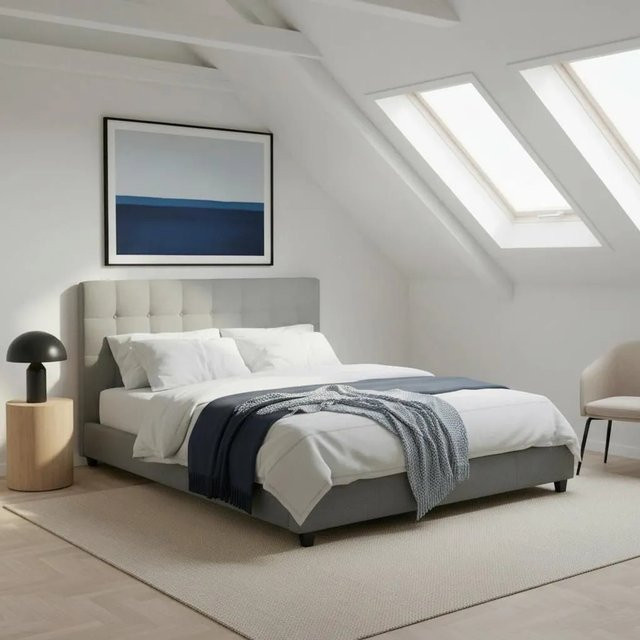 Bessagi Home Polsterbett Frederico in Hellgrau, B/T/H: 180 x 200 x 112 cm - Bild 1