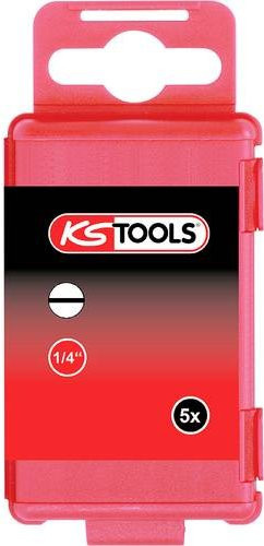 KS Tools Schlitz-Bit Classic 5er Pack, Antrieb: 1/4 Zoll, Abtrieb: 4 mm, Farbe: Rot - Bild 1