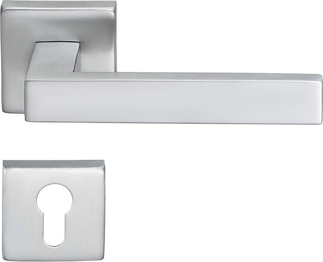 MeinTürgriff Drückergarnitur Trento Eckig aus Edelstahl in Silber Matt, B/H: 160 x 160 mm, PZ 60 mm - Bild 1
