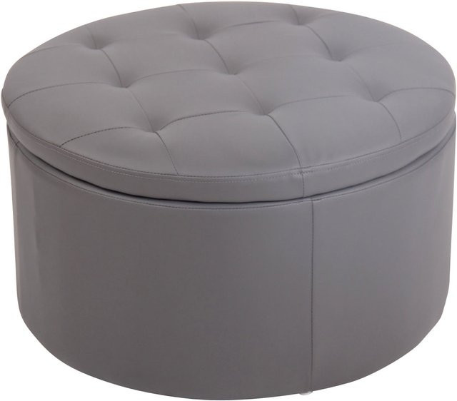 TPFLiving Sitzhocker Eva in Grau aus Kunstleder mit abnehmbarem Bezug, B/T/H: 35 x 35 x 60 cm - Bild 1