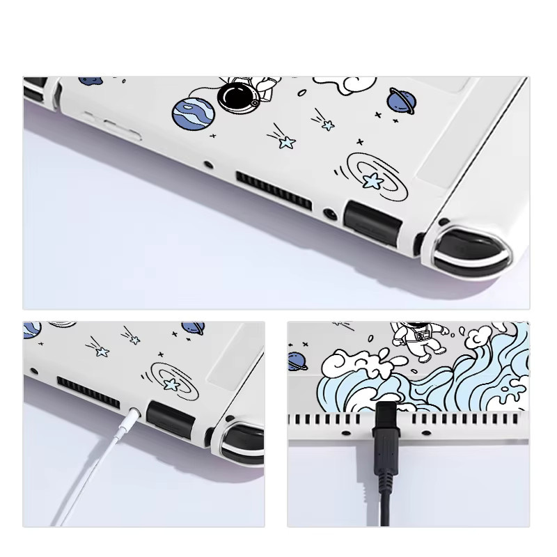 Astronauten-Schutzhülle für Nintendo Switch OLED, weiche TPU-Slim-Cover für Konsole und Joy-Con, Farbe: Weiß - Bild 2