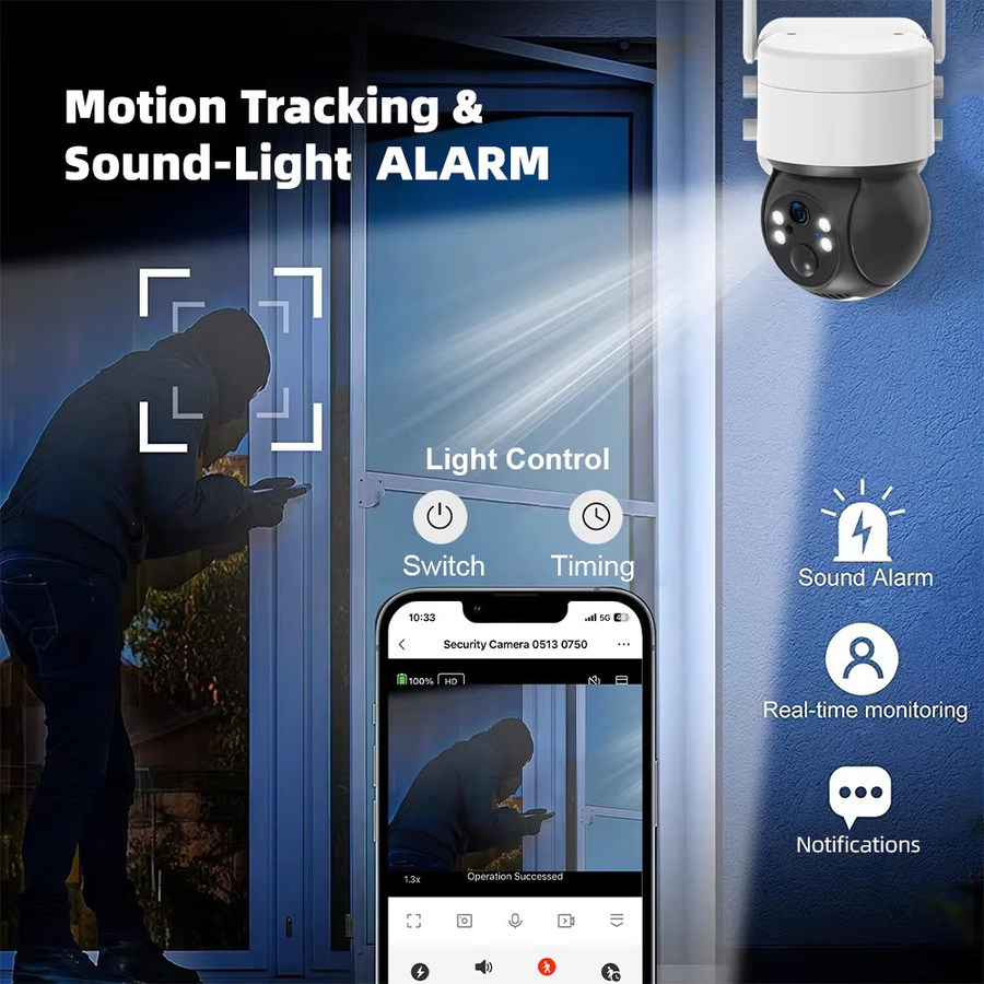 Tuya Smart Solar WiFi Überwachungskamera mit 3MP Auflösung, PTZ Outdoor Sicherheitstext mit Motion Tracking, PIR Sensor und Nachtsicht in Weiß - Bild 3