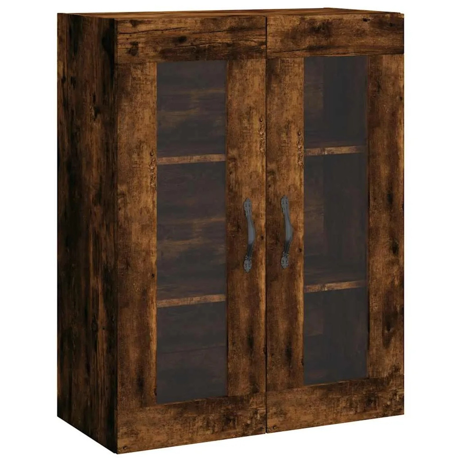 vidaXL Wandschrank Räuchereiche mit Glastüren, B/T/H: 69,5 x 34 x 90 cm - Bild 2