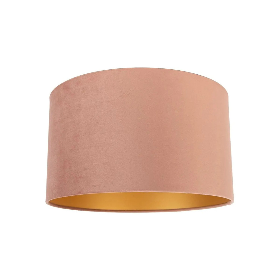 QAZQA Samt Lampenschirm Rosa mit goldener Innenseite, Zylinderform für E27, Durchmesser: 35 cm, Höhe: 20 cm - Bild 2