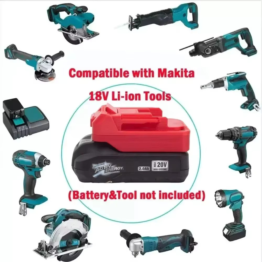 Ferrex Akku-Adapter für Ferrex 20V Active Energy Lithium-Batterien auf Makita 18V Serie Akku-Bohrwerkzeuge, Farbe: Rot - Bild 3