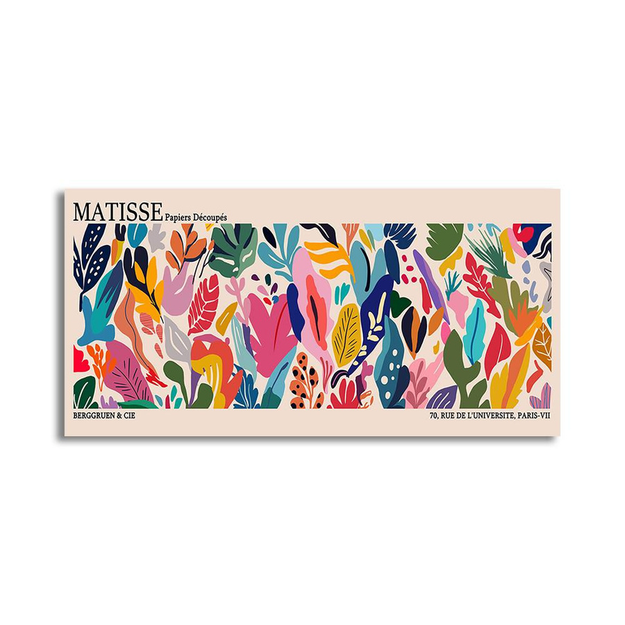 Niveous Art Museum Matisse Bauhaus Geometrische Blätter Leinwandgemälde Abstraktes Minimalistisches Wandbild Multicolor B: 70 cm, H: 140 cm - Bild 2