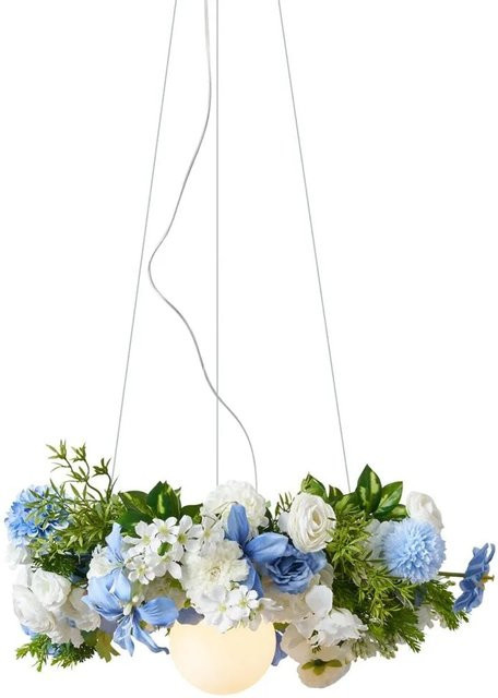 QAZQA Bohemian Hängelampe aus Glas in Schwarz mit blau-weißen Blumenmotiven - Bild 1