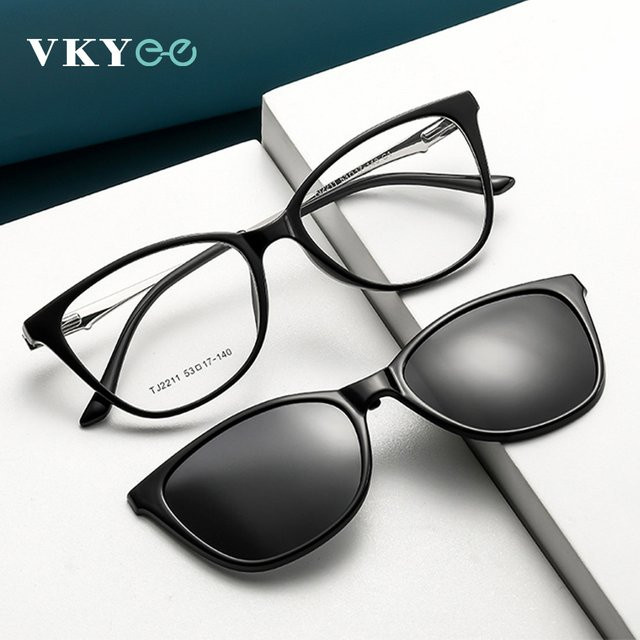 VICKY Cat-Eye Sonnenbrille mit Magnetclip, Damen, schwarz, Vollrand, polarisiert - Bild 1