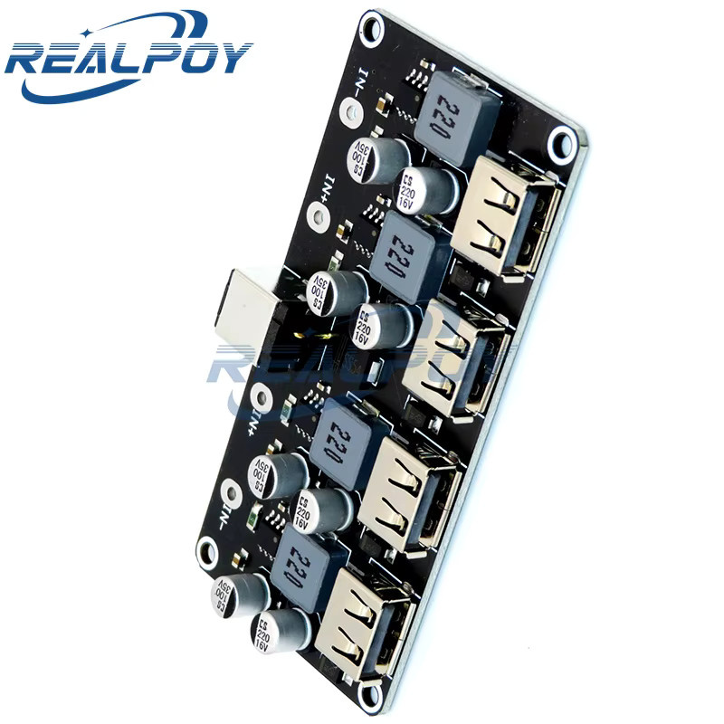 REALPOY 4 Kanal USB QC3.0 und QC2.0 DC-DC Buck Converter Step Down Modul Schnellladegerät Platine Schwarz - Bild 2