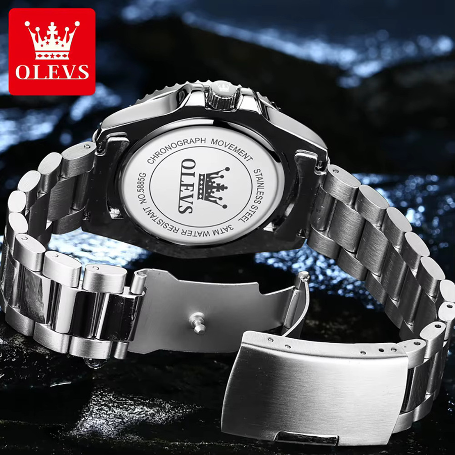 OLEVS Armbanduhr, Quarz, Edelstahl, Bicolor, Schwarz, Herren - Bild 5