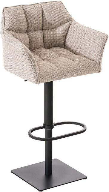 TPFLiving Barhocker Damaskus mit schwarzem Gestell und elfenbeinfarbenem Stoff, drehbar 360 Grad, modern - Bild 1