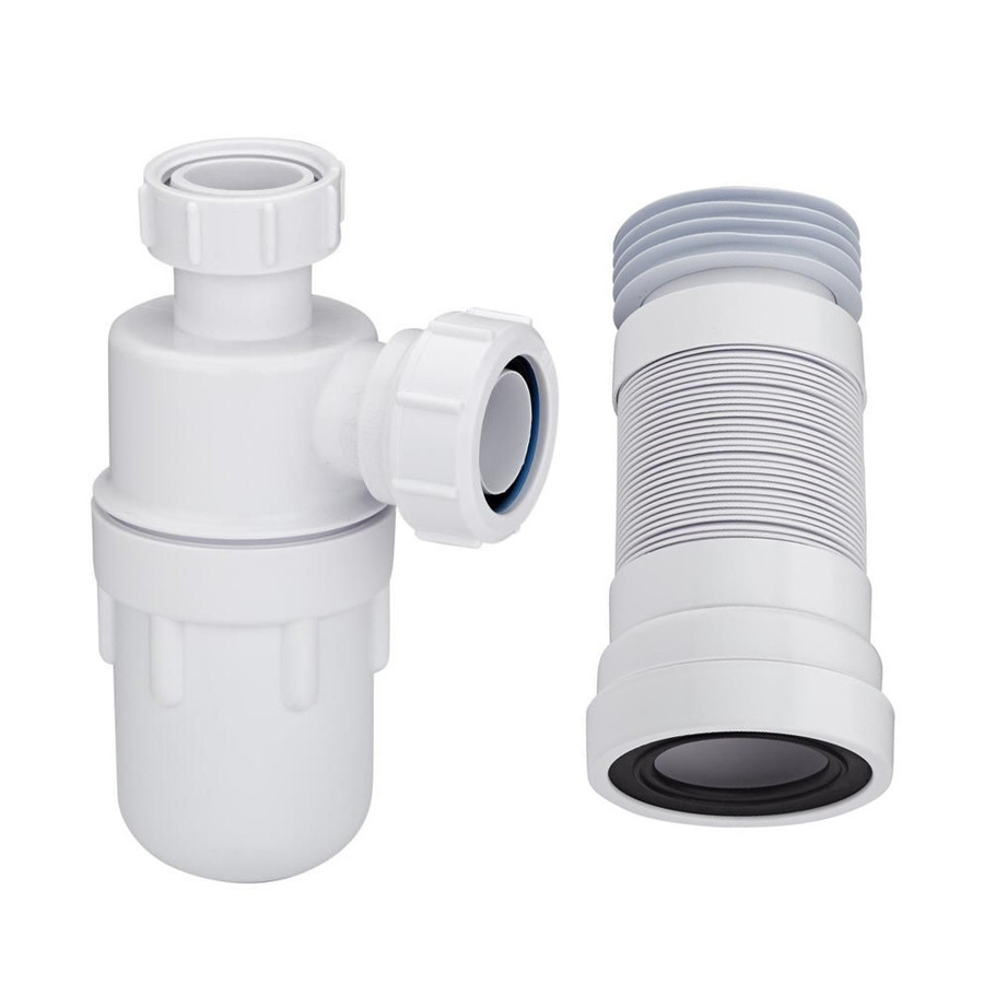 Hudson Reed Waschbecken-Siphon und WC-Abflussrohr Cranplas aus Kunststoff in Weiß - Bild 1
