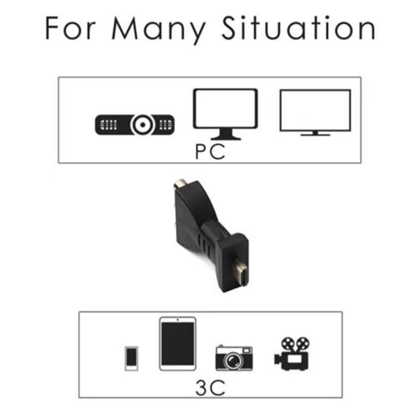 HDMI zu 3RCA Audio Video Konverter Adapter in Schwarz für PC, Projektor und Tablet - Bild 3