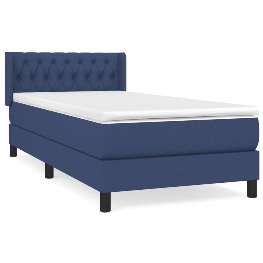 vidaXL Boxspringbett mit Matratze in Blau und Weiß, Hybrid-Design mit Taschenfederkern, B/T: 90 x 200 cm - Bild 2