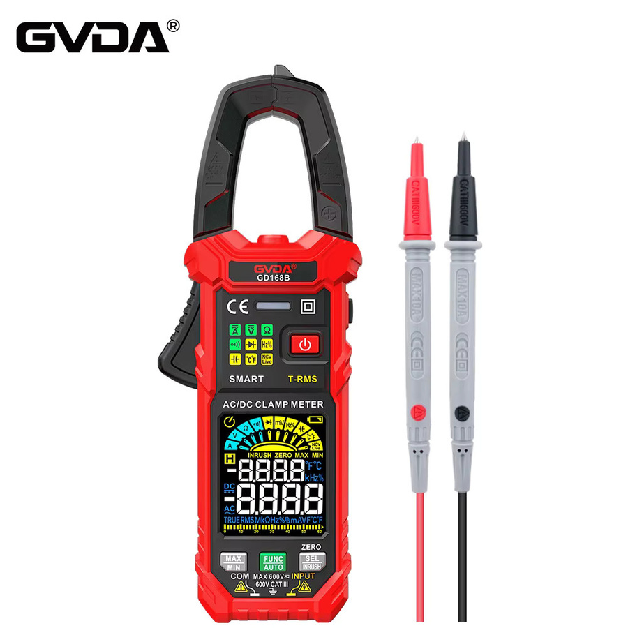 Gvda Digitales Stromzangenmultimeter mit True RMS, NCV, DC/AC Messung, Inrush-Strom und Temperaturmessung in Rot - Bild 2