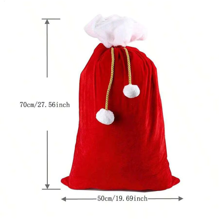 Wiederverwendbarer Weihnachtssack mit Kordelzug in Rot für Süßigkeiten und Geschenke, Breite: 69,98 cm, Höhe: 70 cm - Bild 5
