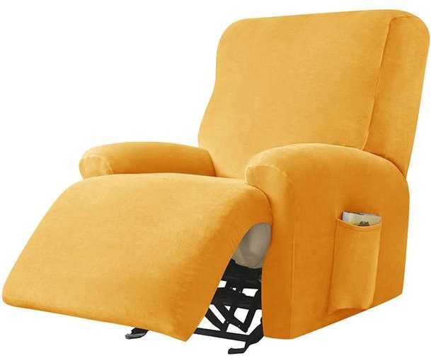Universelle Sesselhülle von Your Warm Home in Gelb, dehnbarer und rutschfester Bezug für 1-Sitzer Relaxsessel aus Samt-Polyester-Mix - Bild 1
