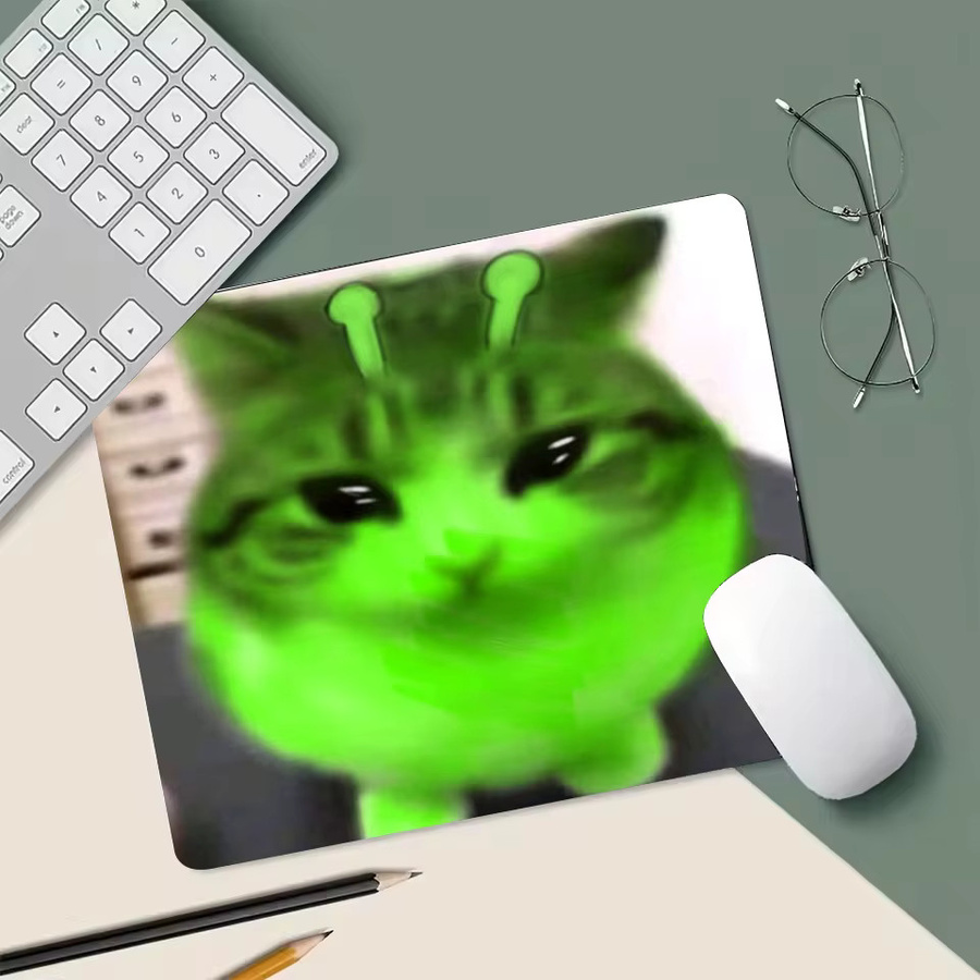 MRGLZY Alien-Katzen-Meme-Mauspad in Schwarz für Laptop, Büro und Gaming - Bild 1