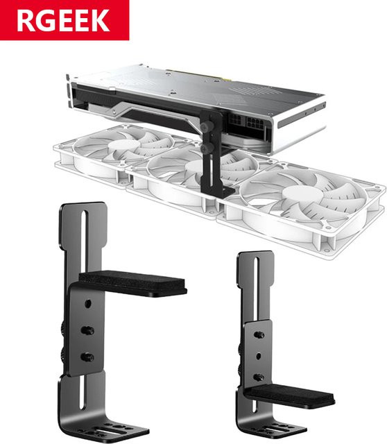 RGEEK GPU-Stützrahmen aus Edelstahl für Desktop-Lüfterposition, Grafikkartenhalter zur Vermeidung von Durchhängen für RTX 3090 4090, Höhe: 12 cm - Bild 1