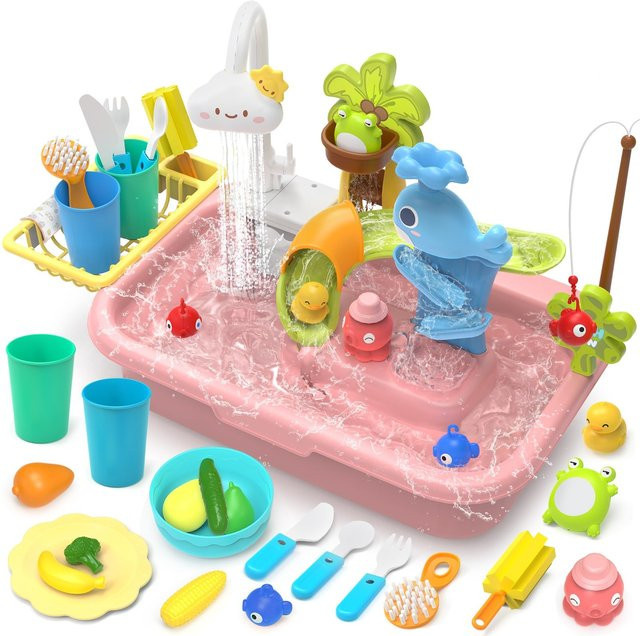 Binchi Outdoor Product Elektrisches Kinderküchenspülbecken Spielzeug, mit fließendem Wasser, ab 3 Jahre - Bild 1