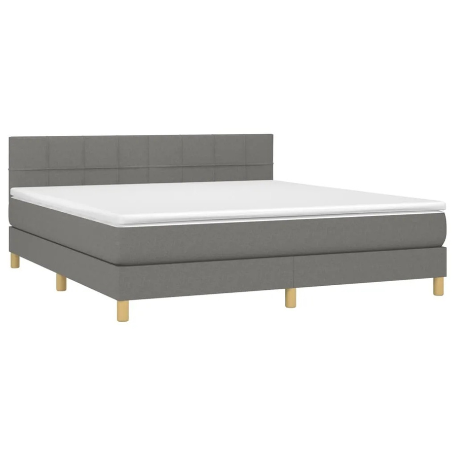 vidaXL Boxspringbett mit Matratze und LED-Unterbettbeleuchtung in Dunkelgrau und Weiß, Hybrid-Konstruktion mit Taschenfederkern und USB-Ladeanschluss, B/T/H: 160 x 203 x 78 cm - Bild 2