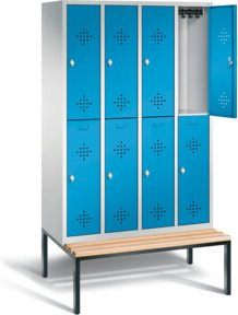 C+P Spind Classic doppelstöckig mit Scharniertüren, Front Lichtblau, Korpus Lichtgrau und Gestell Schwarzgrau, H x B x T: 209 x 119 x 81,5 cm - Bild 1