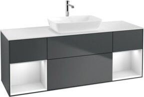 V&B Waschtischunterschrank Finion mit Wandbeleuchtung, Grau lackiert, Breite: 160 cm, Tiefe: 50,1 cm, Höhe: 50,1 cm - Bild 1