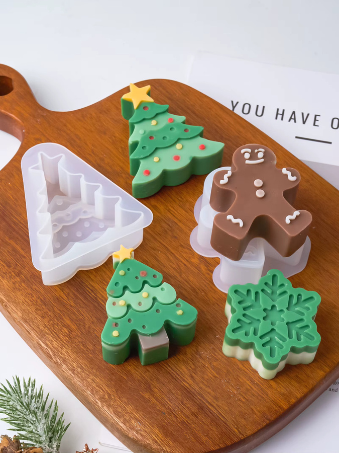 UDOCOOL Silikonform für DIY Weihnachtsbaum Schneemann und Elch zur Herstellung von Kerzen oder Seife als kreative Weihnachtsdekoration - Bild 2