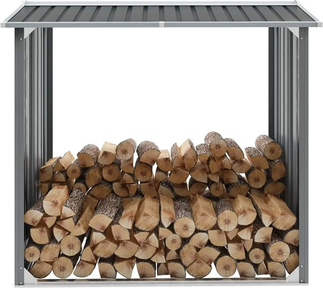 vidaXL Brennholzlager aus verzinktem Stahl in Grau, H x B x T: 154 x 172 x 91 cm - Bild 1