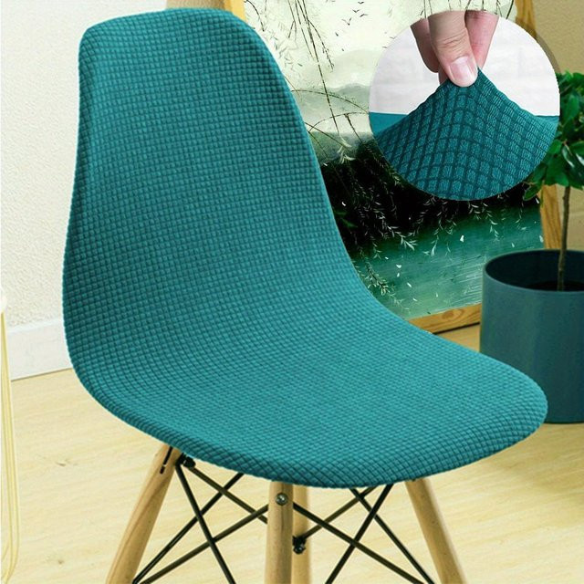 Wasserdichte Jacquard Stuhlbezüge für Schalenstühle mit kurzer Rückenlehne, verstellbare Esszimmer Sitzbezüge aus Polyester, verschiedene Farben - Bild 1