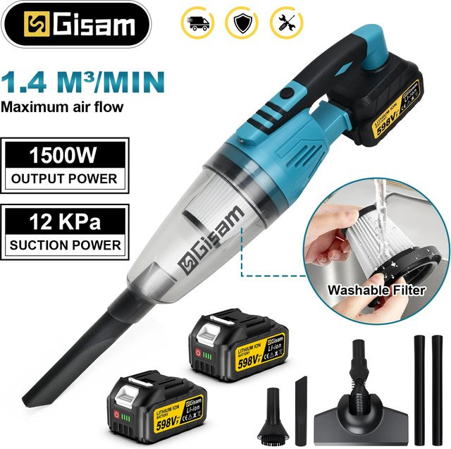 Ghaji Akku-Handstaubsauger Cordless Multi-Funktions-Reiniger mit 12kPa Saugkraft in Blau für Makita 18V Akku - Bild 1