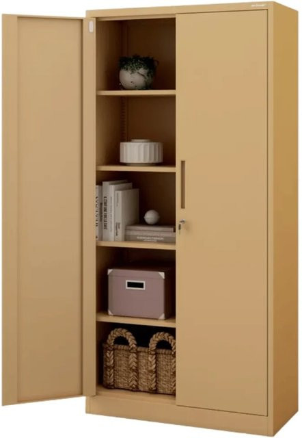 JAN NOWAK Aktenschrank aus Stahl mit Flügeltüren und Schloss in Beige, H x B x T: 195 x 90 x 40 cm - Bild 1