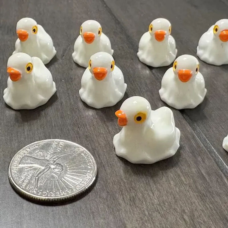 5 oder 10 Stück Geister-Enten aus Kunstharz in Weiß als Miniatur-Halloween-Ornament für DIY-Feenhandwerk und Mikrolandschaften - Bild 2