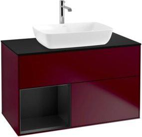 V&B Waschtischunterschrank Finion 100 mit Wandbeleuchtung in Blau lackiert, B/T/H: 100 x 50,1 x 50,1 cm - Bild 1