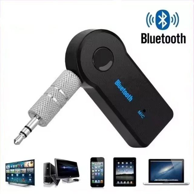 KAFNHCKA 2-in-1 Bluetooth 5.0 Empfänger mit 3,5mm Klinkenausgang, Mikrofon und Freisprechfunktion in Schwarz - Bild 1