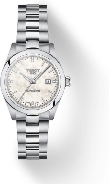 Tissot Armbanduhr, Leder, Weiß, Perlmutt, Automatik, Herren - Bild 1