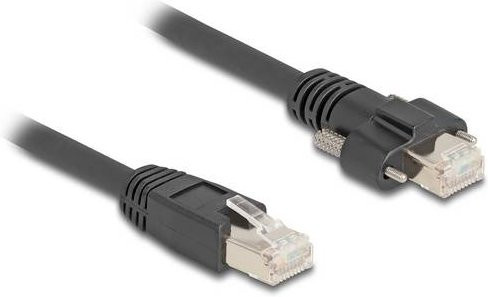 Delock RJ45 Patchkabel CAT 6a S/FTP Ethernet LAN Schwarz, Länge: 1,00 m - Bild 1