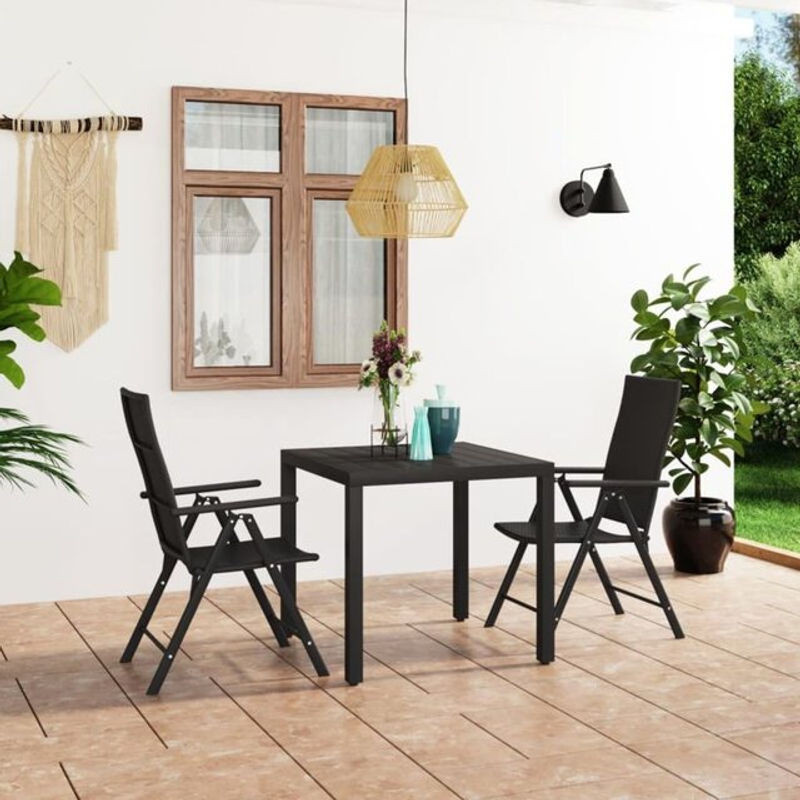 3-teiliges moderne Gartenmöbel-Set von Vidaxl aus Aluminium und Kunstharz in Schwarz - Bild 1