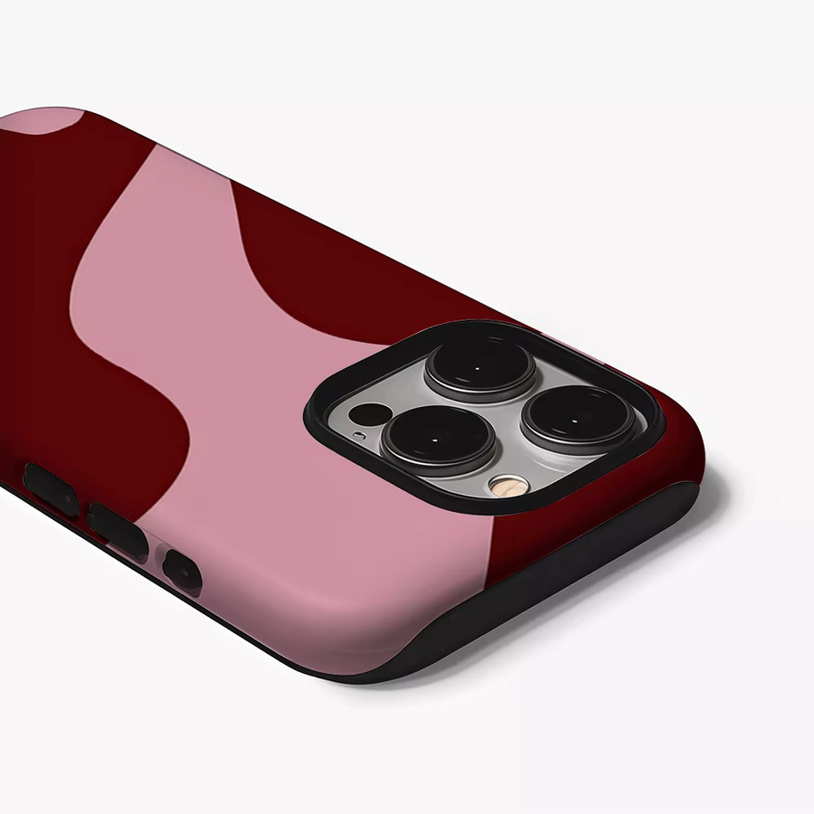 Potdemiel Handyhülle Burgundy Wave Blush für iPhone 17 16 15 14 13 12 11 Pro Max Plus mit doppelschichtiger Rückseite in Rot - Bild 3