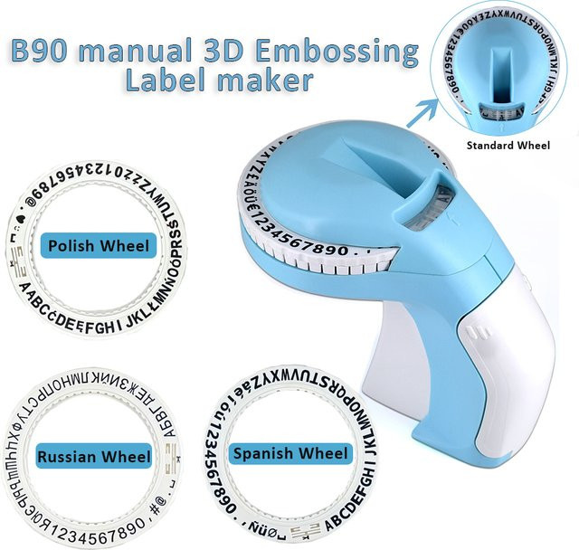 Dymo B90 Manuelle Etiketten-Schreibmaschine mit 9mm 3D Präge-Etikettenband - Bild 1