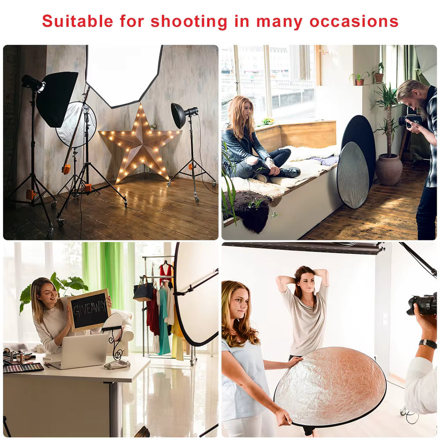 NiYi 5in1 Fotografie-Reflektor Set mit Halterung in Silber, Gold, Schwarz und Weiß - Bild 3