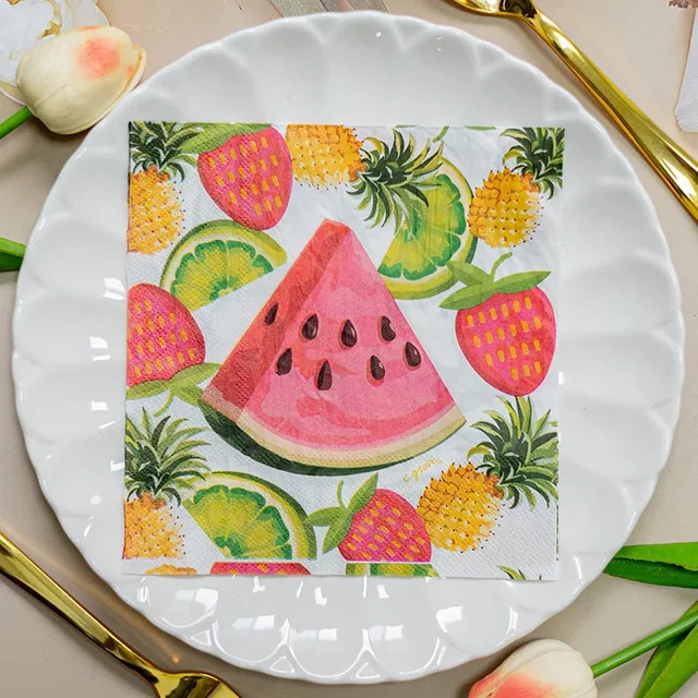 GUANYAO Motiv Servietten Set mit Obst- und Schmetterlingsdruck, 2-lagig, Mehrfarbig, 20 Stück, Breite: 33 cm - Bild 1