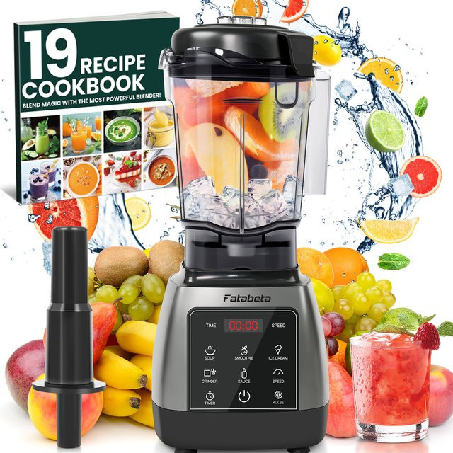 Fatabeta Hochleistungs-Standmixer mit 2000W, Timer und 2L Behälter in Schwarz - Bild 1